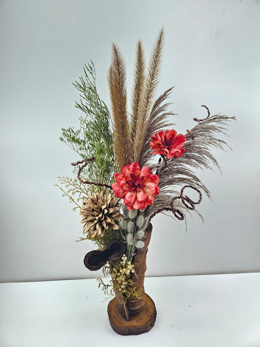 flores artificiales y follajes juntos